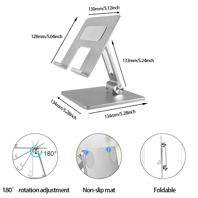 Multi-angle folding tablet stand aluminum alloy desktop tablet holder heavy duty tablet stand