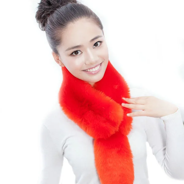 Jtfur Wholesale winter fashion warm fluffy faux fur neckerchief solid color women scarves