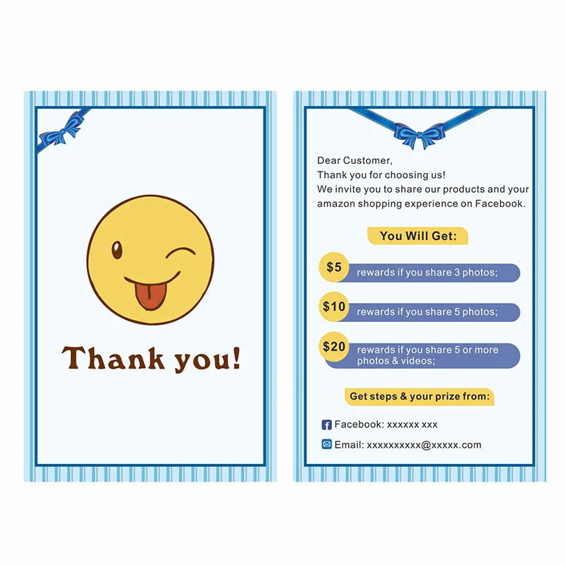 Customized Design After-Sale Gift Cards After-Sale Service Full Color Insert Thank You Card For Amazon Sellers