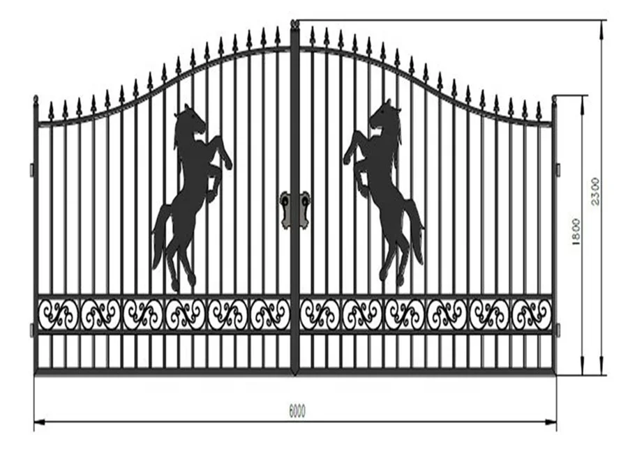 Hot Sale Wrought Iron Driveway Gate Special Design Manufacturers Horse, Cow,Deer Pattern