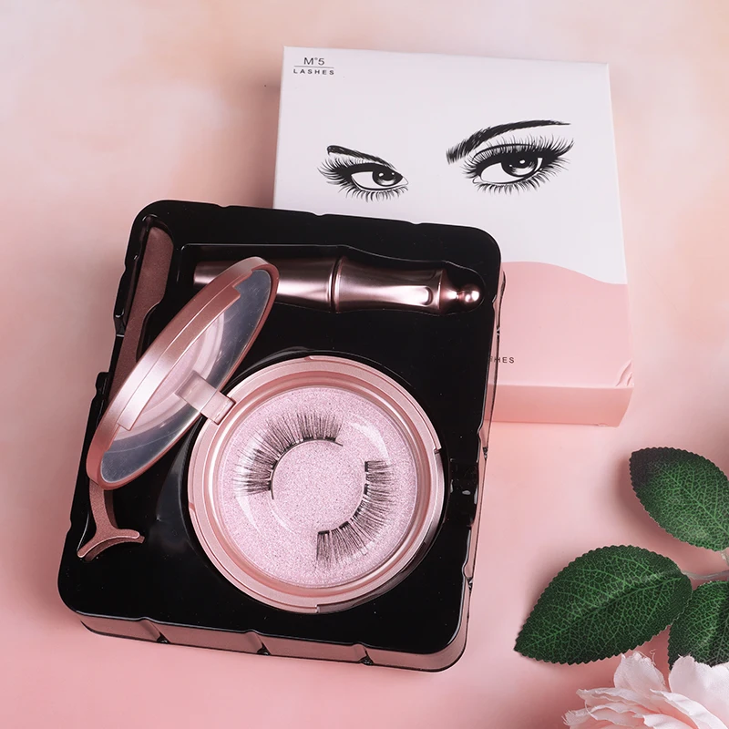 Оптовая продажа, индивидуальная торговая марка, 3D Магнитные накладные ресницы, магнитная подводка для глаз, 5 магнитных ресниц