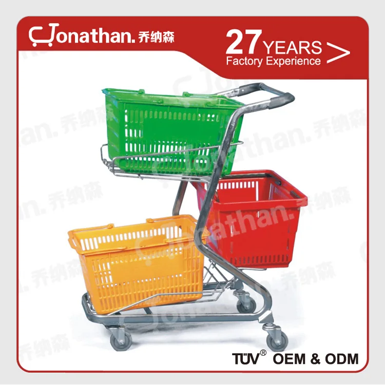 SXD-5 metal unfoldable shop trolley with basket supermarket shopping basket trolley