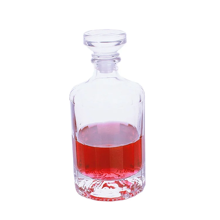 Wholesale 500ml round vodka bottle rum gin whiskey glass bottle with glass lid