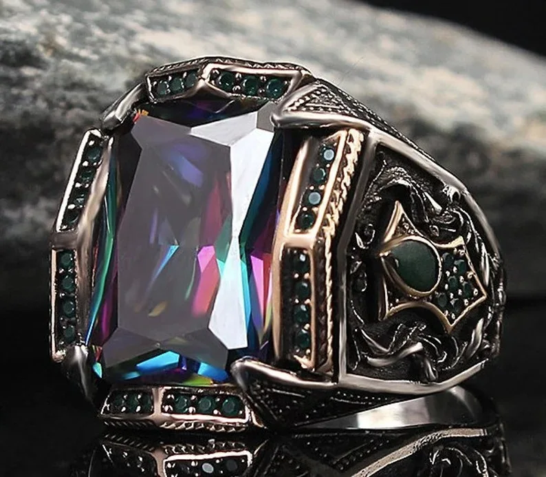 New 2023 Hand Jewelry European And American Vintage Punk Gothic Diamond Rings For Men Fashion Jewelry Rings For Men Vintage
