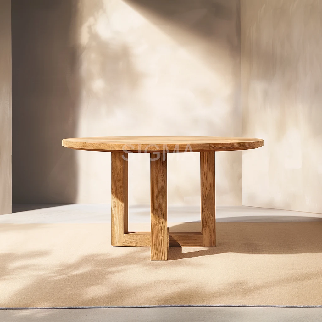 Newest Design Luxury Outdoor Patio Furniture Solid Wood Round Teak Tables Chairs Teak Dining Table Sets