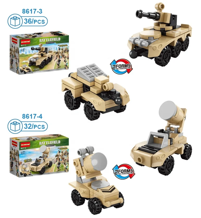 Military Blocks Toy Tank Plane Transform Robot Kids Educational Building Block