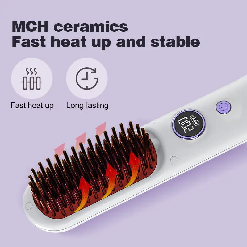 New Cordless Hair Straightener Mini Hair Straightening Product Flat Iron Ceramic Electric Hair Straightener Comb