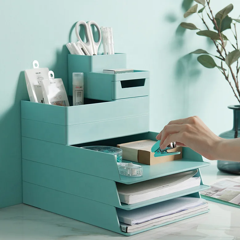Superimposed pull A4 file storage box office storage basket desktop file stationery storage rack