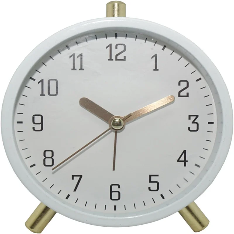 Alarm Clock Mute Sweeping Movement Arabic-Numeral Dial with Night Light Retro Nordic Style Simple Children Small Digital Clock
