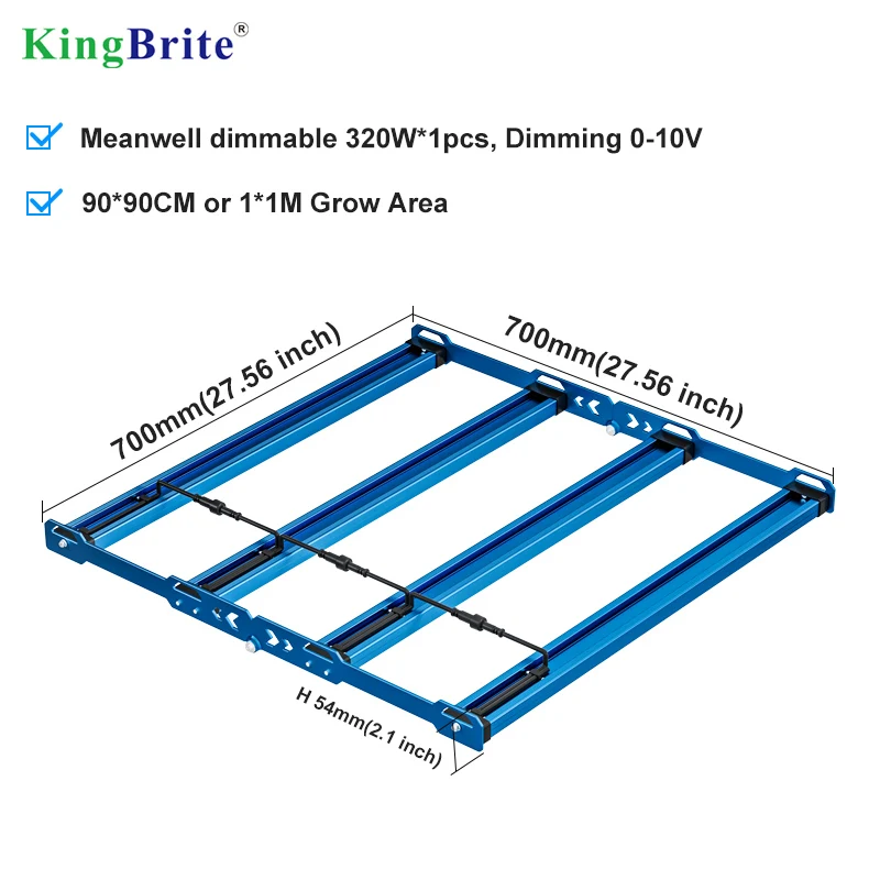KingBrite P55 320W Samsung LM301H EVO+Osr 660nm 730nm Full Spectrum LED Grow Light for Tent 1*1M or 3*3ft