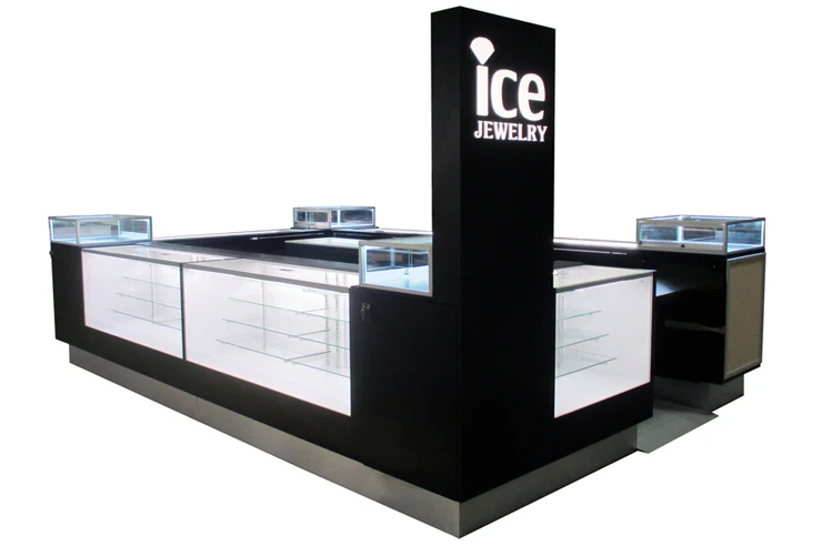 Черный Ювелирный Киоск разработан с витриной ювелирных изделий стеклянная подставка для продажи