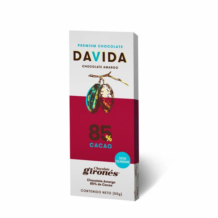 DAVIDA Wholesale Delicious Strong Dark Chocolate Bar 85% Cocoa Colombia Origin 100% Premium Colombian Chocolate