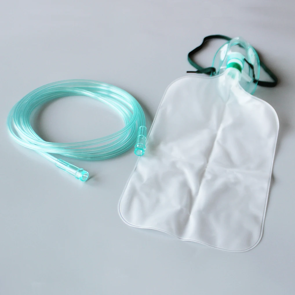 Disposable medical PVC non rebreathing oxygen mask with reservoir bag