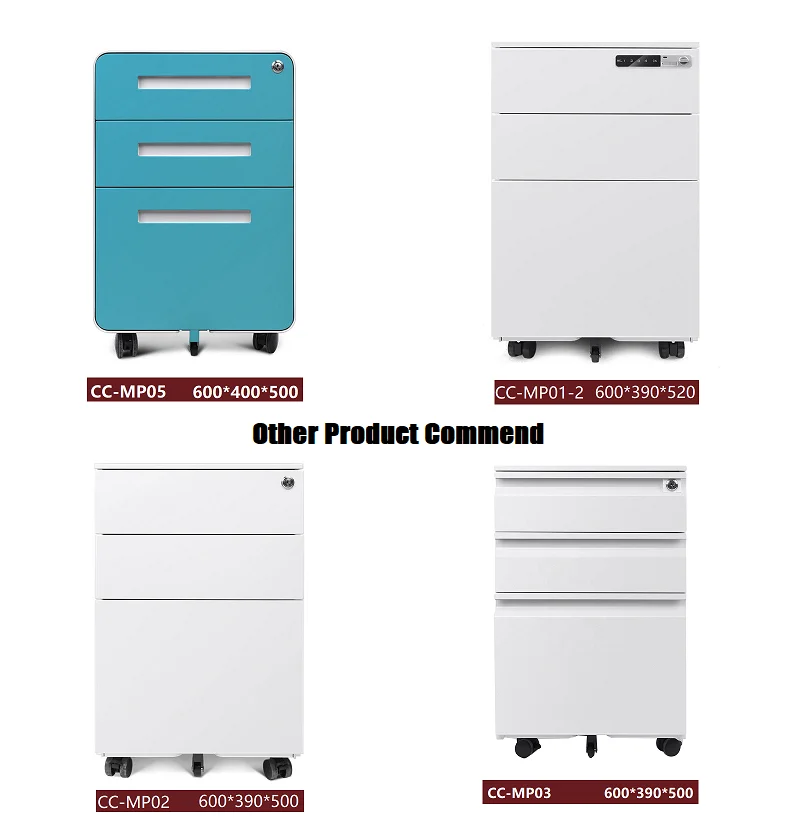 Office Mobile Pedestal Multi Colored Storage Cabinet 3 Drawers Material Locker Cabinet Movable KD Structure Filing Cabinets