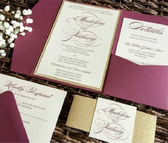 Wholesale creative pocket laser cut invitation cards elegant wedding invitations