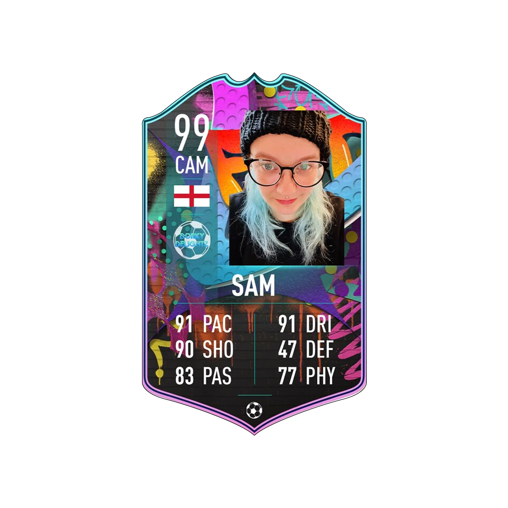 Personalised Football Cup Player Stats Card Sign Sublimation Aluminum Printed Metal Shield Sign Blanks