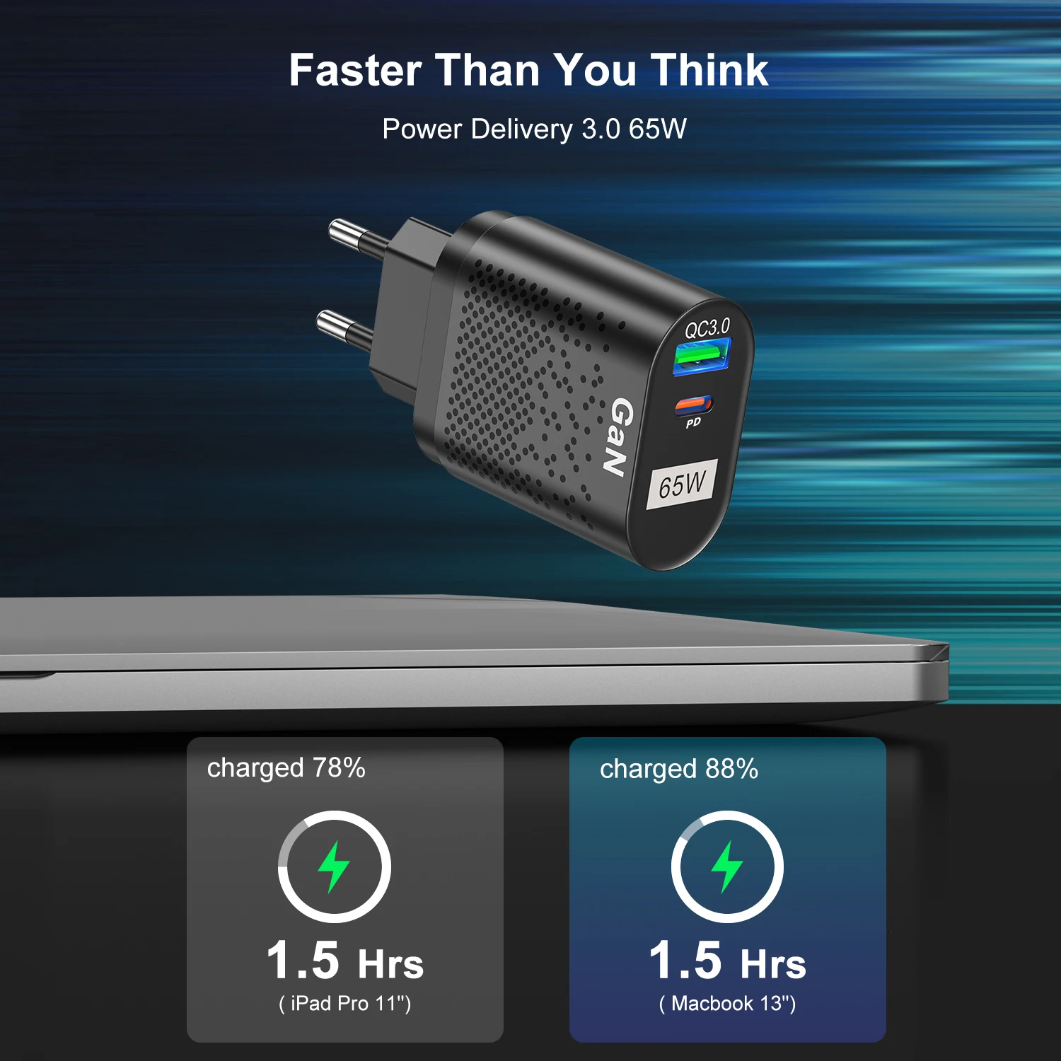 Gan Charging Source 65W Gallium Nitride USB Charger PD Smart Fast Charging Cell Phone Charge Head Tecnologia Technology 10pcs