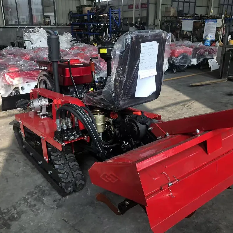 Bulldozer Tiller Multi-Function Agricultural Cultivator Machinery Farm Machine Rotary Garden Power Mini Crawler Tractor