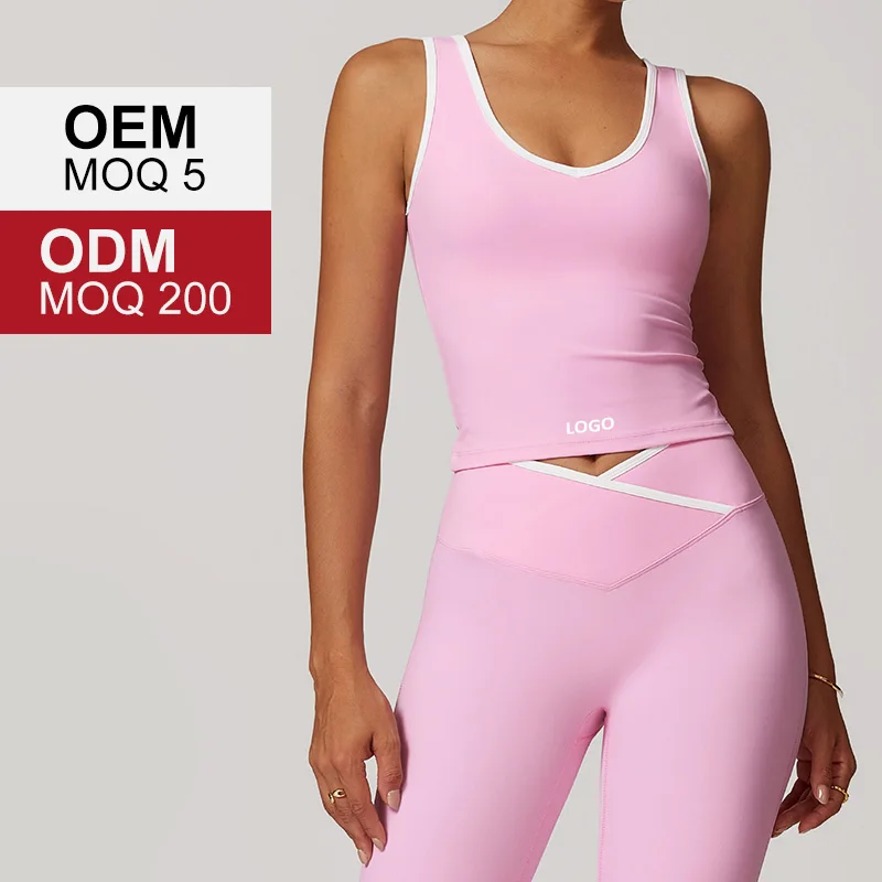 DBX8843 Women Trendy Sexy U Neck Padded Tank Top Hit Color High Impact Summer Sports Yoga Tops  Workout Tops Activewear