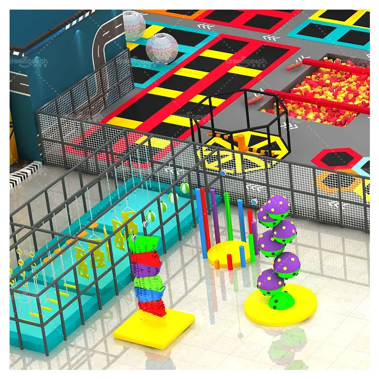 High Quality USA Commercial Children Games Swing Bridge Sets Adults Kids Trampoline Park Franchises