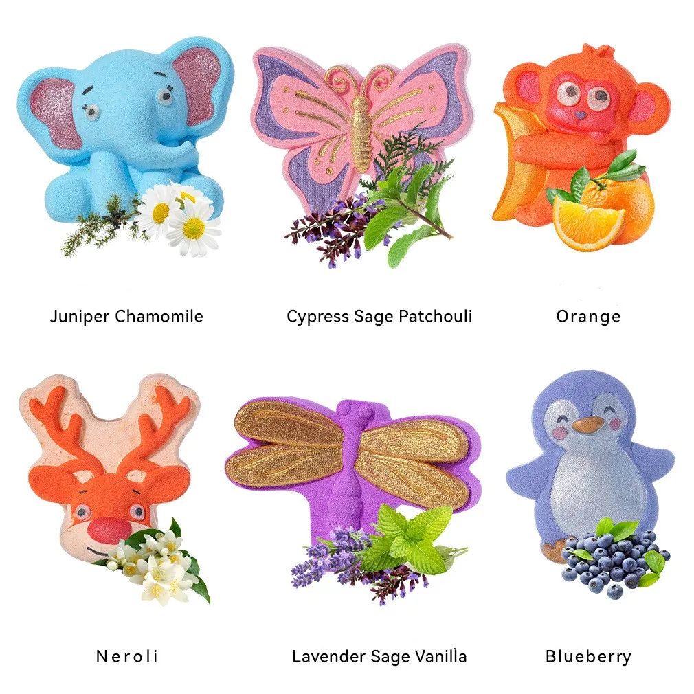 Animal Shape Bubble Bath Bomb for Kids natural bath salt ball organic bubble bath relax spa Christmas gift
