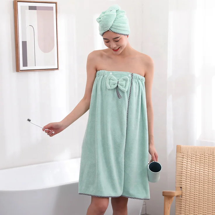 Wholesale Wearable Girl Microfiber Bath robe Towel Wide Women Bath Dress Towel