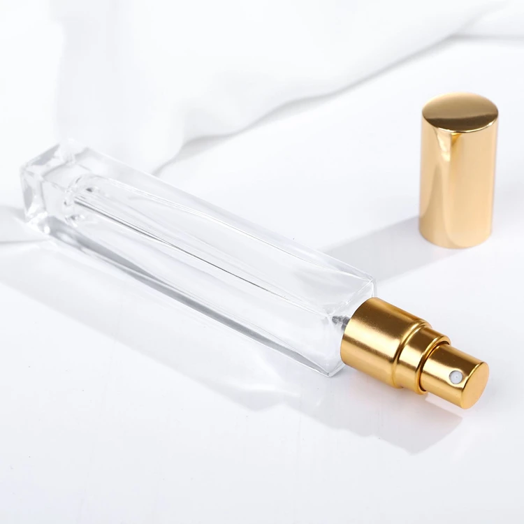 Empty perfume dispenser bottle 10 ml clear rounded Square perfume glass bottle roller in bulk