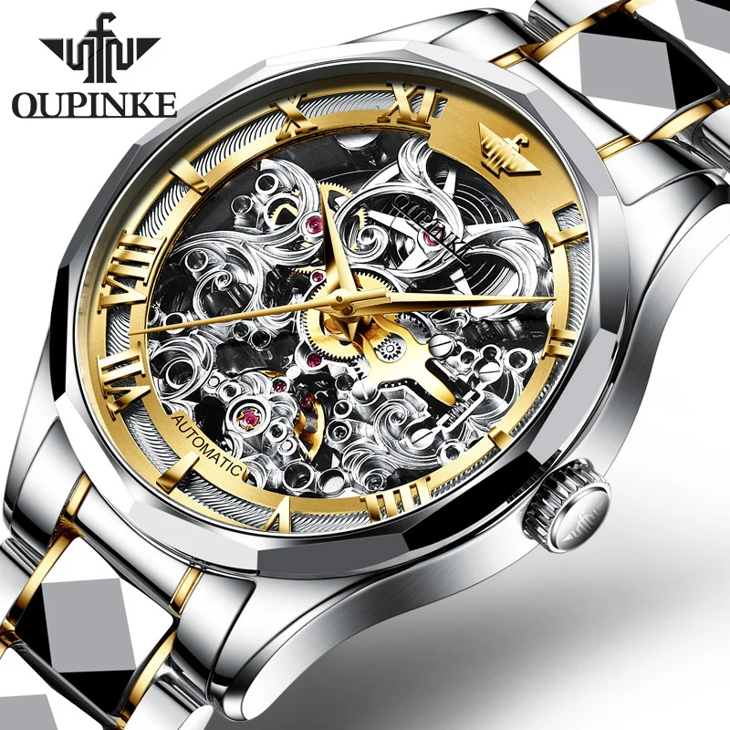 
OEM Luxury Brand Skeleton Mechanical Men Watches Tungsten Steel Sapphire Swiss Imported Movement Supplier Automatic Wristwatch 