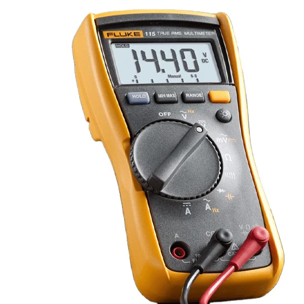 20 A overload for 30-seconds Fluke 115 True RMS Multimeter with elapsed time to record signal fluctuations