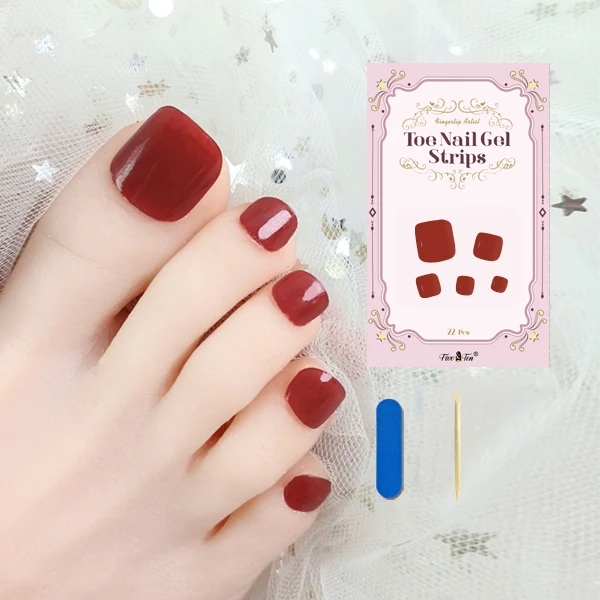 OEM New design 3D Semi Cured UV Gel semi cured toe nail polish strips Nail Wraps Gel Stickers Semi Cured gel nail strips