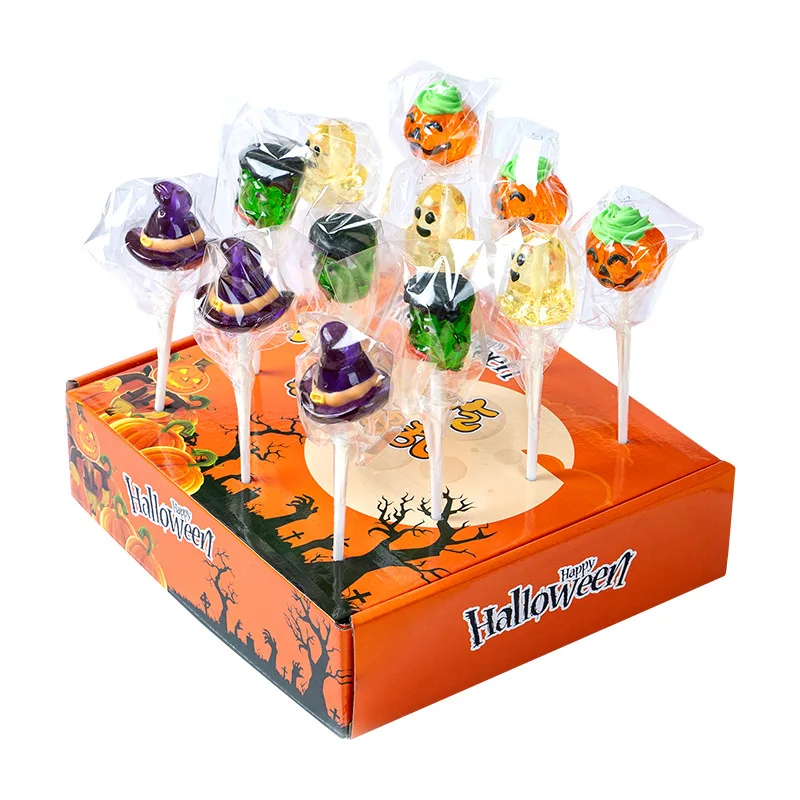 MEGA Supply Funny Cartoon Shape Halloween Lollipop Hard Candy with Mini Candy Box
