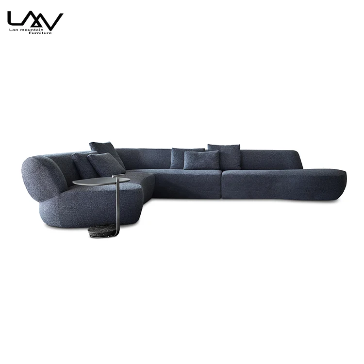New Design Modern Style Wooden Frame Fabric Couch Set Furniture Salon Apartment Villa Hotel Living Room Hall Cornter Sofa