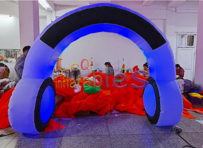 3m led headphones arch inflatable model for store promotion outdoor decoration arch inflatable headphones model with light