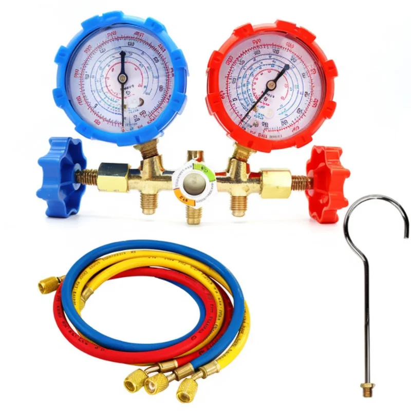 Glosok High Quality r22 r134a r410a Refrigerant Manifold Gauge Set Air Conditioning Tools CT-536G with Hoses Hook