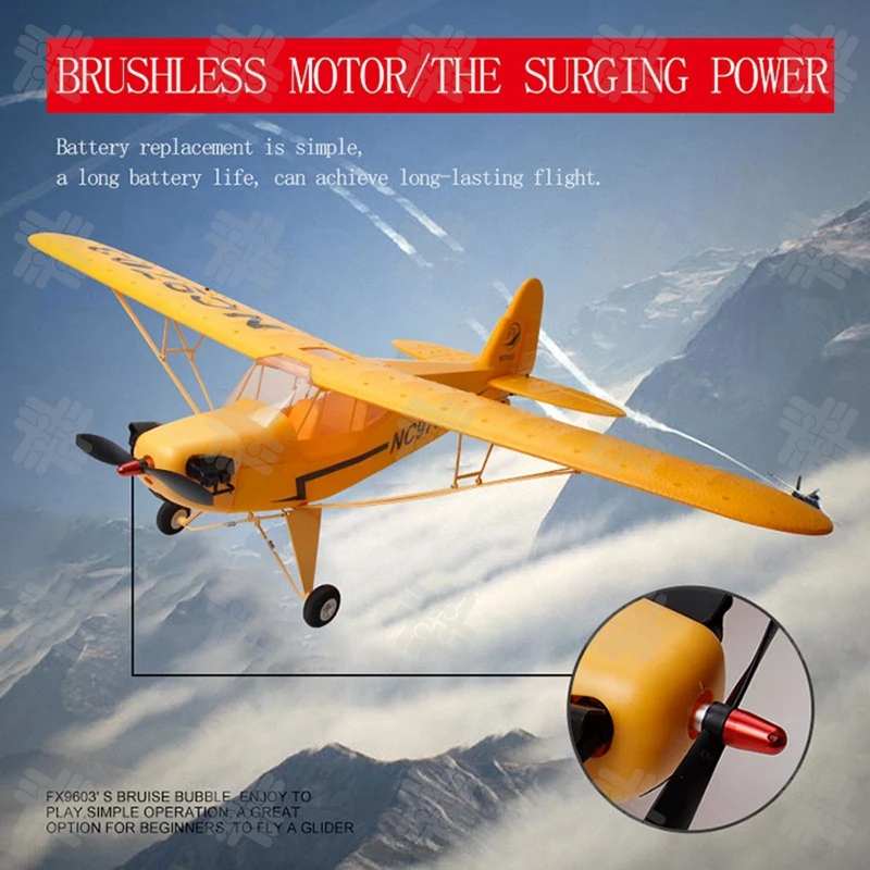 KW FX9703 2.4Ghz 5CH EPP Foam J3 RC Glider 3D6G Brushless Fixed Wing Outdoor Remote Control Airplane RC Plane Aircraft FlyingToy