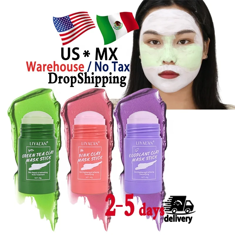 Частная этикетка Корея Mascarillasl лица Твердые очищающие глиняные маски контроль масла баклажаны отбеливающий зеленый чай маска палка