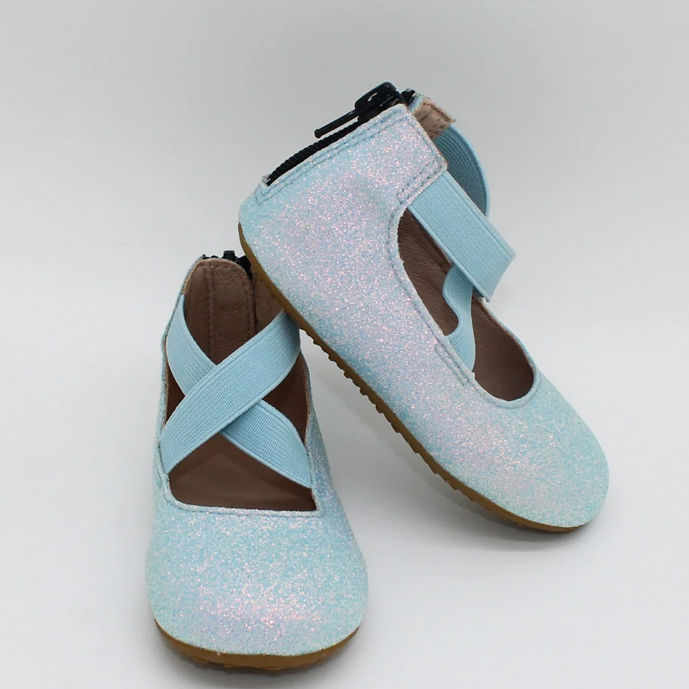 fashion rubber sole glitter leather ballet kids 2021 flat