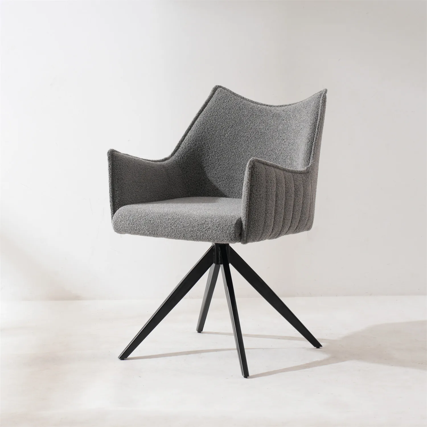 Wholesale Modern Furniture Elegant Dark Gray Fabric Upholstery Swivel Armrest Tub Luxury Grey Velvet Rotating Dining Room Chairs