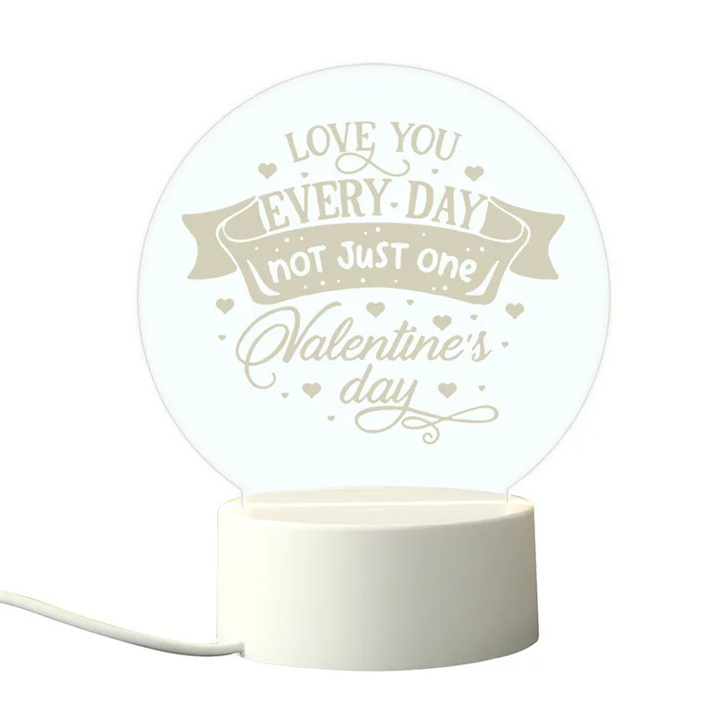 Oem Wholesale Custom Pattern Creative 4w Usb Powered 3d Acrylic Board Led Night Light With Abs Round Base