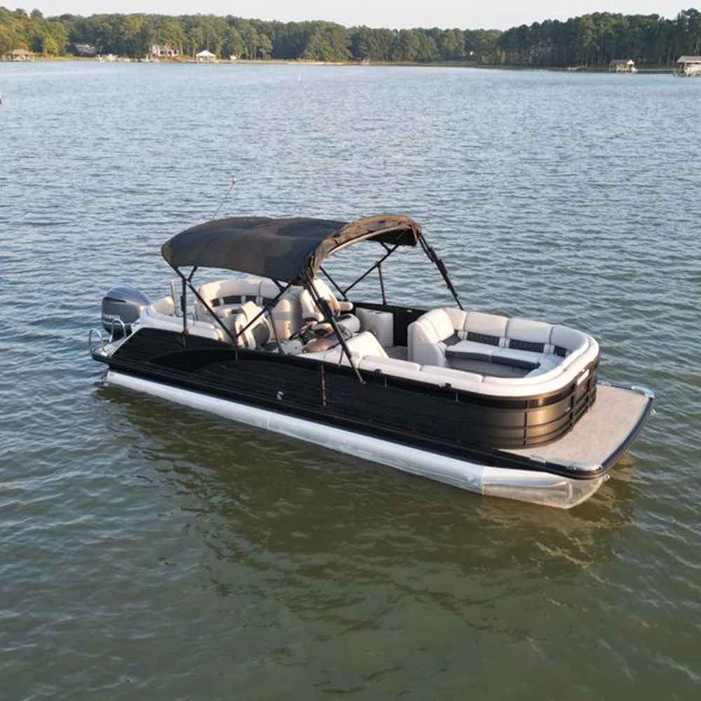 Custom Luxury Yacht Equipped with High Speed Barge Pontoon Boat Features Tent Aluminum Hull Outboard Engine CE Certified