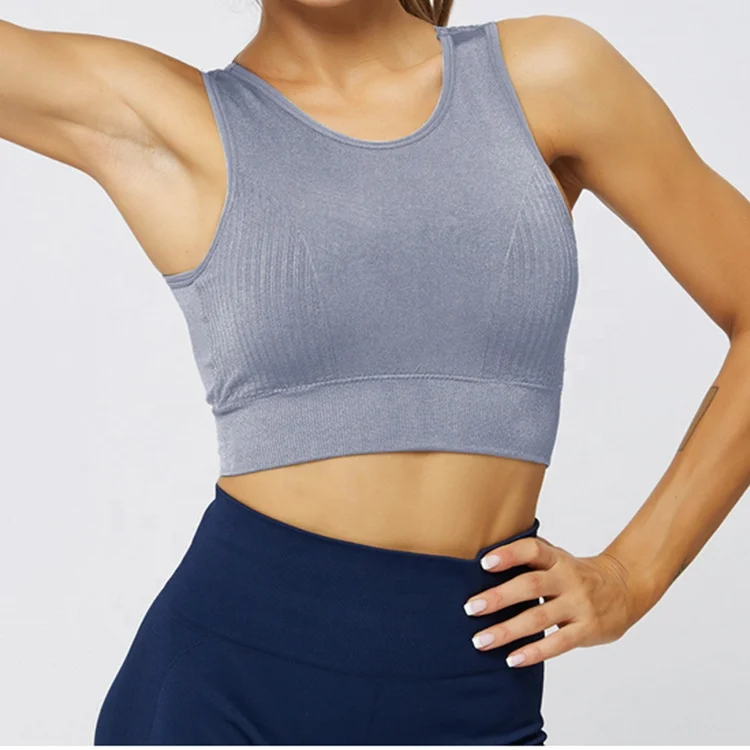 Wholesale yoga wear longline sports bra top women seamless sport bra