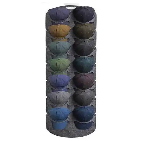 14 Pocket Foldable Grey Hat Organizer round Baseball Cap Display Rack Storage Functional Felt Hat Rack