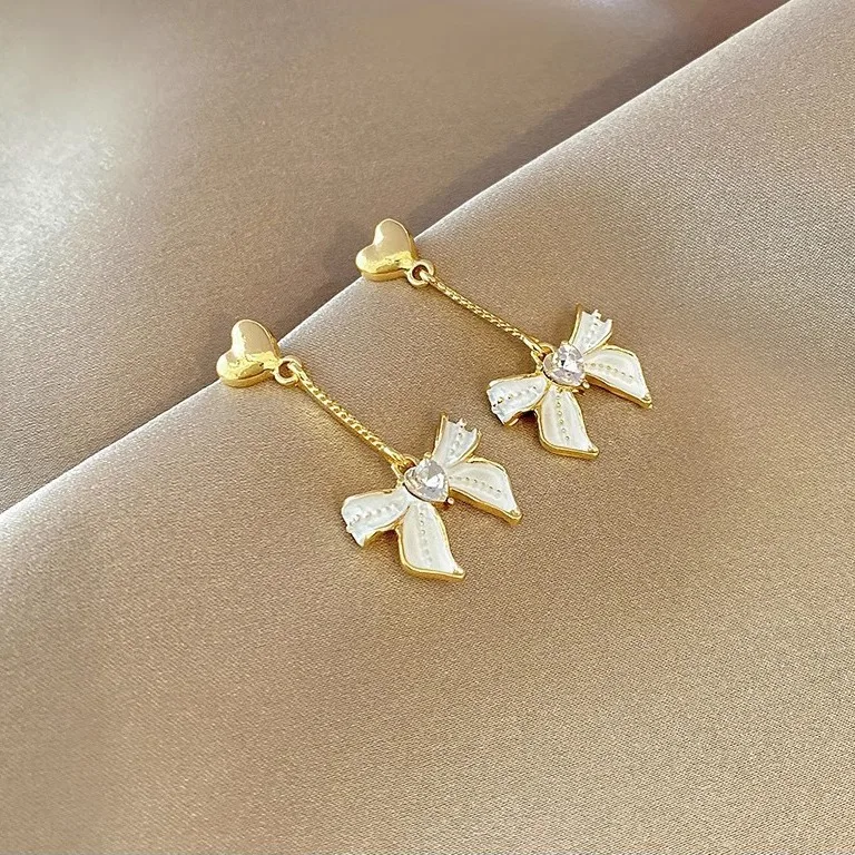 Trendy Drop Earring 14k Gold Plated Hoop Dangle Fringe Tassel Korean Style Heart  Bow Stud Earrings Jewelry