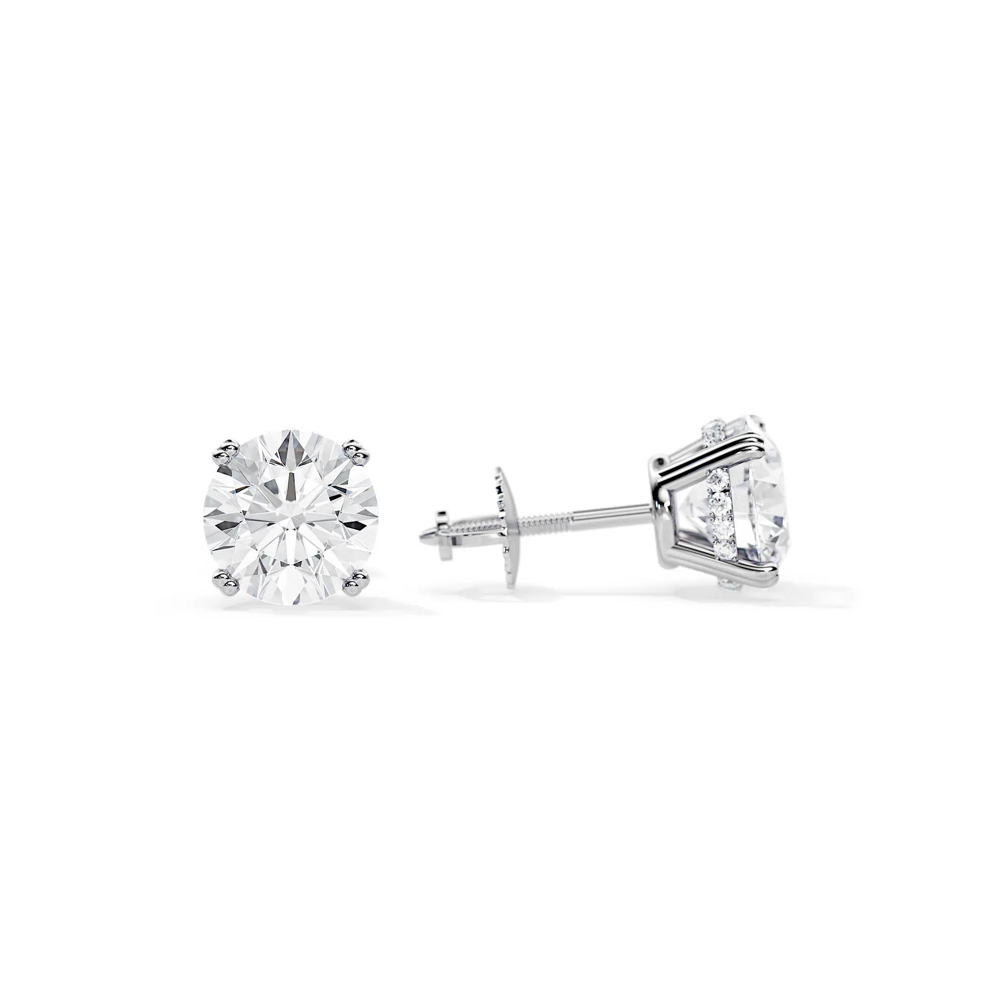 18k White Gold Diamond Stud Earrings Lab Grown Diamond Earrings Lab Grown Diamond Jewelry