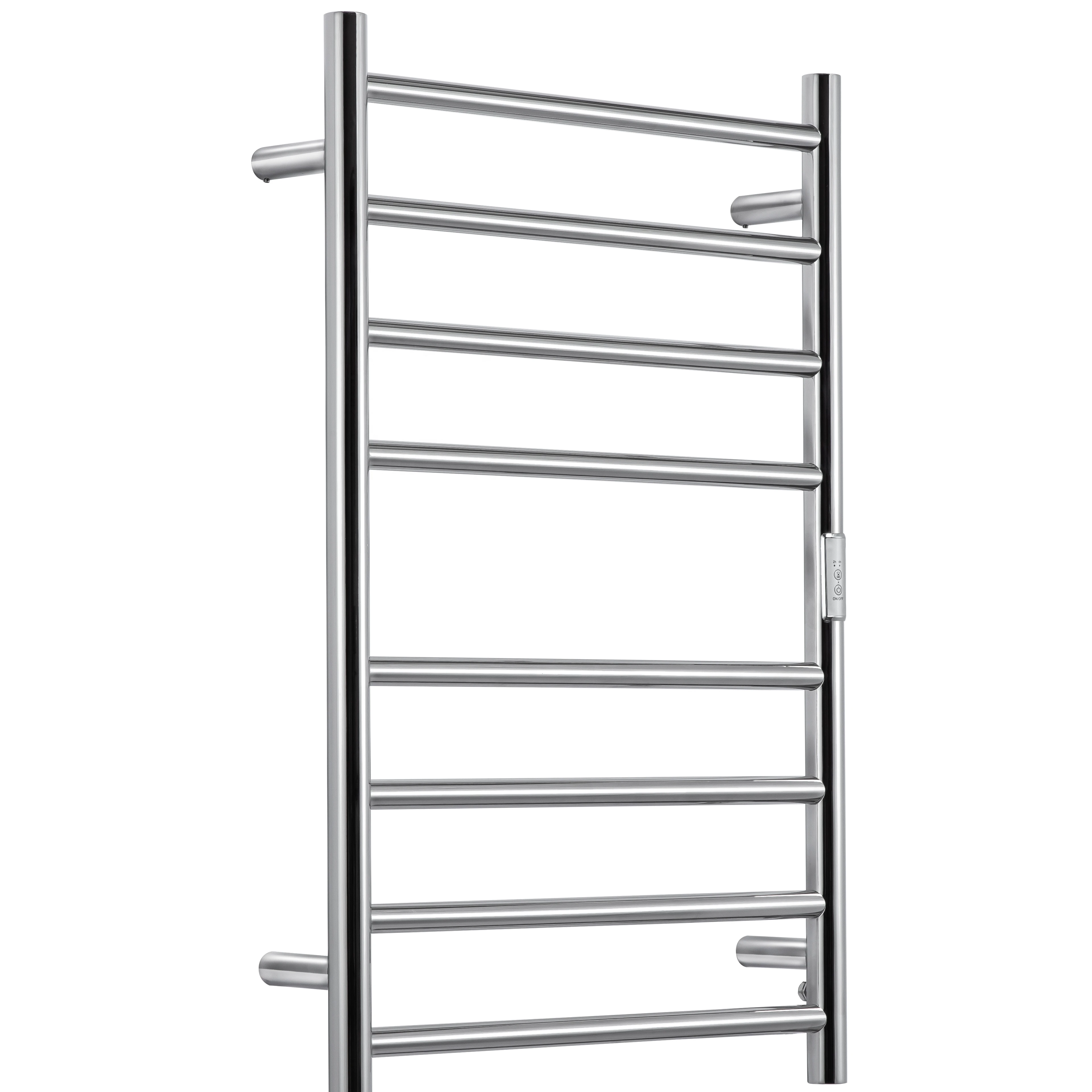 Chrome Plugin Hardwired Heated Towel Rack for Bathroom Wall Mounted Stainless steel