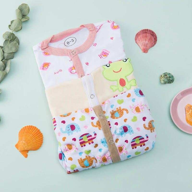 Michley Wholesale Cotton Girls 3pcs Pack Boys Gift Set Mixed Color Rompers Unisex Newborn Baby Clothes