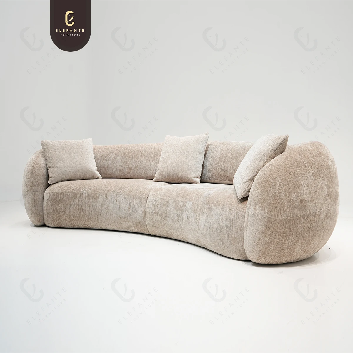 4 Pillows Boucle Curved Sofa Cloud Couch for Living Room Modern Luxury Contemporary Upholstered Sofa Couch