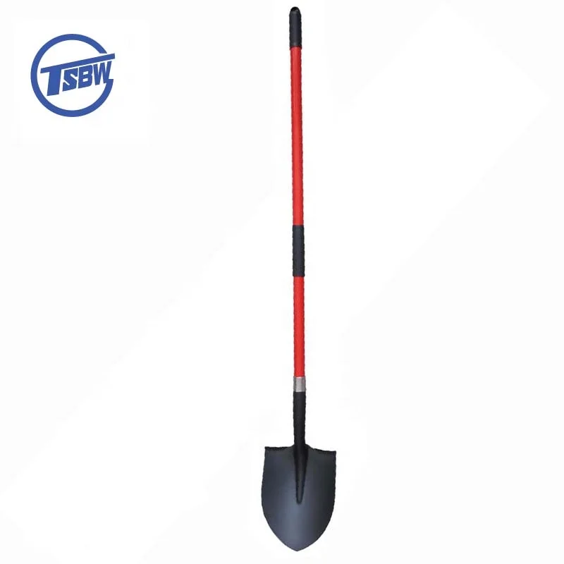S518 High quality D-Grip Digging Hand Tool Gardening long fiberglass handle steel round mouth Shovel