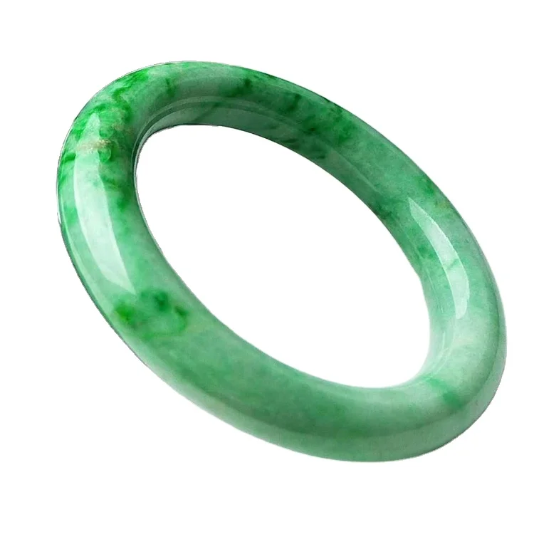 Certified Grade A Myanmar  Jade Bracelet Is Circle Old Pit Ice Waxy Orchid Floating Green Jade Bracelet Round Bar Pendant Female