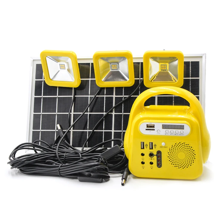 Portable 12W solar panel system with DC and 5V USB output in 12000mAh power bank capacity for indoor and outdoor